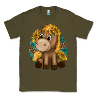 Army Green cute baby horse amd sunflowers Classic Tee - texasbilliewilder