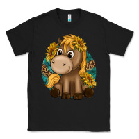 Black cute baby horse amd sunflowers Classic Tee - texasbilliewilder