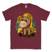 Burgundy cute baby horse amd sunflowers Classic Tee - texasbilliewilder