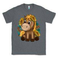 Charcoal Heather cute baby horse amd sunflowers Classic Tee - texasbilliewilder