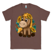 Chestnut cute baby horse amd sunflowers Classic Tee - texasbilliewilder