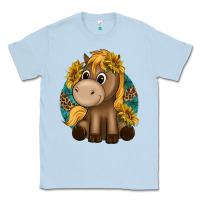Dusty Blue cute baby horse amd sunflowers Classic Tee - texasbilliewilder