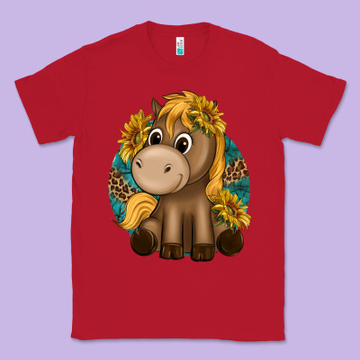 Cute Baby Horse Amd Sunflowers Classic Tee Designed By Texasbilliewilder