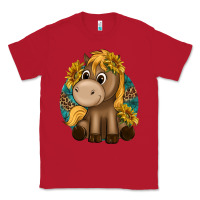 Red cute baby horse amd sunflowers Classic Tee - texasbilliewilder