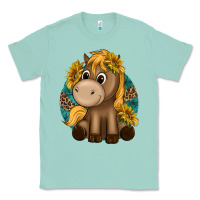 Seafoam cute baby horse amd sunflowers Classic Tee - texasbilliewilder
