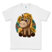 White cute baby horse amd sunflowers Classic Tee - texasbilliewilder