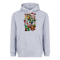 Heather Grey Christmas ho ho ho cow Heavyweight Hoodie - BarkalooDesign