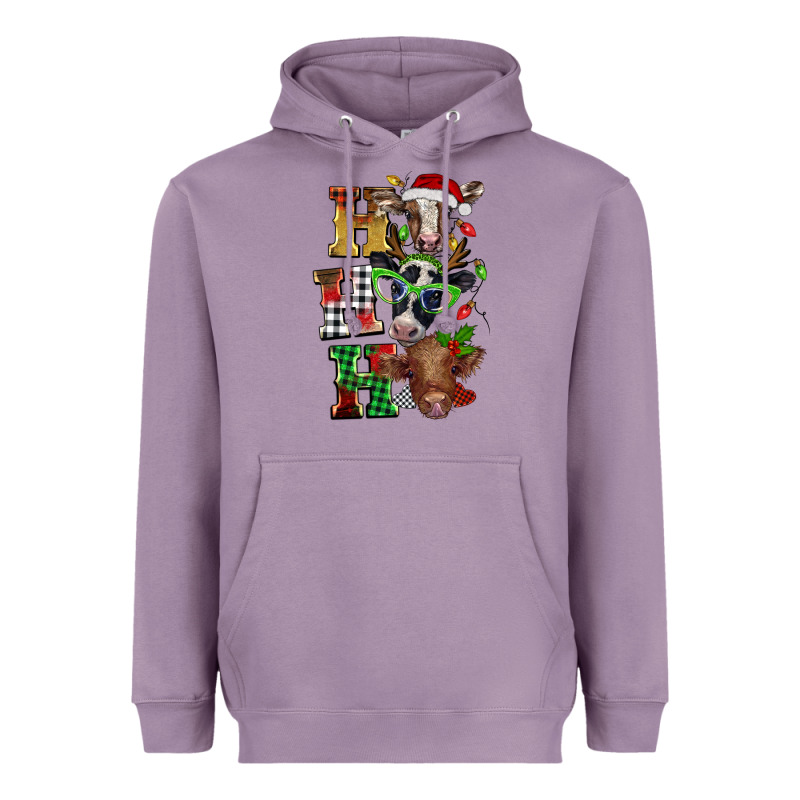Christmas Ho Ho Ho Cow Heavyweight Hoodie by BarkalooDesign | Teevron