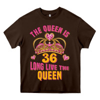 Chocolate Brown the queen is 36 long live the queen Heavy Core Tee - Jasminsmagicworld