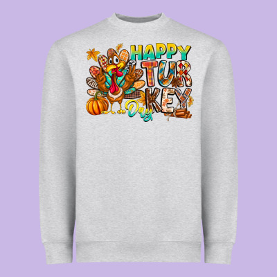 Happy Turkey Day Heavyweight Sweatshirt Designed By Cowhidedigitalart