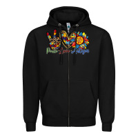 Black peace love autism sunflower Zipper Hoodie - RacoonDesign