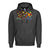 Charcoal Heather peace love autism sunflower Zipper Hoodie - RacoonDesign