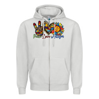Peace Love Autism Sunflower Zipper Hoodie | Teevron