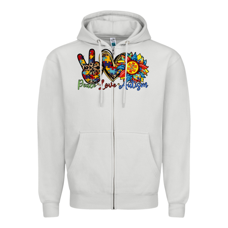 Peace Love Autism Sunflower Zipper Hoodie by RacoonDesign | Teevron