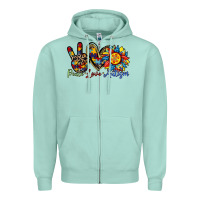 Seafoam peace love autism sunflower Zipper Hoodie - RacoonDesign