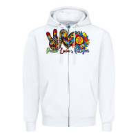 White peace love autism sunflower Zipper Hoodie - RacoonDesign