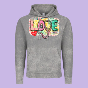 Love Nursing Leopard Background Vintage Hoodie Designed By Cowgirlartshop