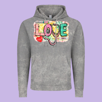Love Nursing Leopard Background Vintage Hoodie Designed By Cowgirlartshop