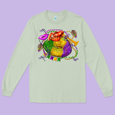 Mardi Gras Lips Olivia Long Sleeve Tee Designed By Oliviacreatesart