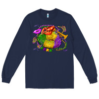 Navy mardi gras lips olivia Long Sleeve Tee - OliviaCreatesArt