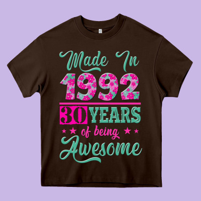 Made In 1992, 30 Years Of Being Awesome Heavy Core Tee Designed By Jasminsmagicworld