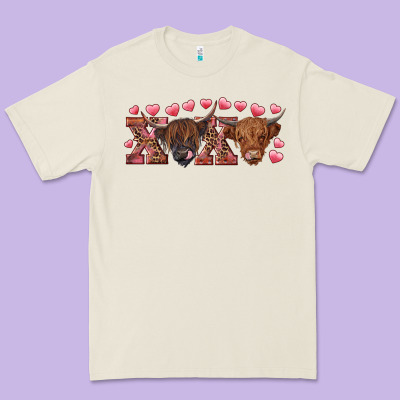 Xoxo Highland Cows Premium Tee Designed By Ranaportraitstore