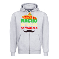 Heather Grey Mens Nacho Average 50 Year Old Cinco de Mayo 50th Birthday Zipper Hoodie - trangStudio