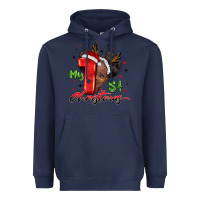 Navy my first christmas african girl Heavyweight Hoodie - BarkalooDesign