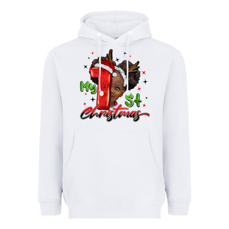 My First Christmas African Girl Heavyweight Hoodie by BarkalooDesign | Teevron