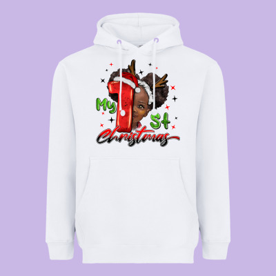 My First Christmas African Girl Heavyweight Hoodie Designed By Barkaloodesign