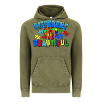 Vintage Olive Different is beautiful Autism Vintage Hoodie - CowGirlArtShop