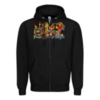 Black peace love autism Zipper Hoodie - RacoonDesign