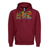 Burgundy peace love autism Zipper Hoodie - RacoonDesign
