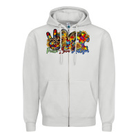 Dove Grey peace love autism Zipper Hoodie - RacoonDesign