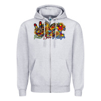 Heather Grey peace love autism Zipper Hoodie - RacoonDesign