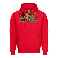 Red peace love autism Zipper Hoodie - RacoonDesign