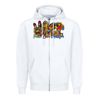 White peace love autism Zipper Hoodie - RacoonDesign