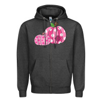 Charcoal Heather halloween fall pink pumpkin Zipper Hoodie - trangStudio