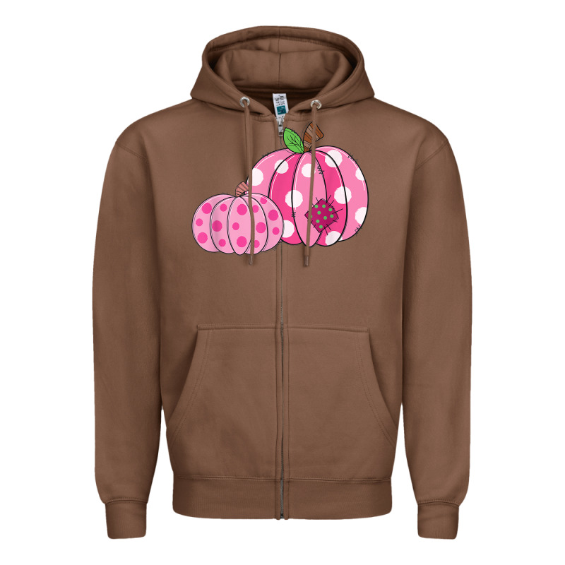Halloween Fall Pink Pumpkin Zipper Hoodie by trangStudio | Teevron