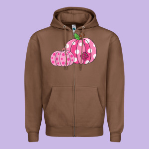 Halloween Fall Pink Pumpkin Zipper Hoodie Designed By Trangstudio