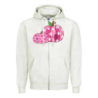 Oatmeal Heather halloween fall pink pumpkin Zipper Hoodie - trangStudio