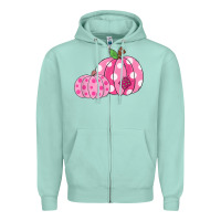 Seafoam halloween fall pink pumpkin Zipper Hoodie - trangStudio