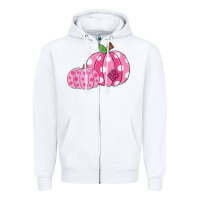 White halloween fall pink pumpkin Zipper Hoodie - trangStudio