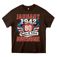 Chocolate Brown january 1942 80 years of being awesome Heavy Core Tee - Jasminsmagicworld