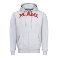 Heather Grey Miami Ohio Classic Athletic Sports Distressed Zipper Hoodie - trangStudio