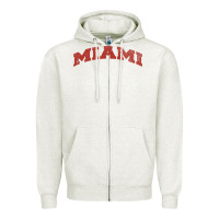Oatmeal Heather Miami Ohio Classic Athletic Sports Distressed Zipper Hoodie - trangStudio