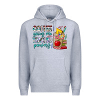 Heather Grey Coffee Gives Me Teacher Powers Premium Hoodie - CowhideDigitalArt
