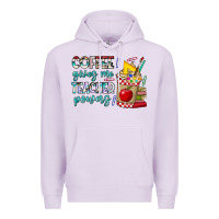 Lilac Coffee Gives Me Teacher Powers Premium Hoodie - CowhideDigitalArt