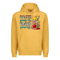 Mustard Coffee Gives Me Teacher Powers Premium Hoodie - CowhideDigitalArt