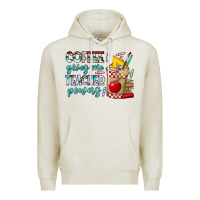 Oatmeal Heather Coffee Gives Me Teacher Powers Premium Hoodie - CowhideDigitalArt